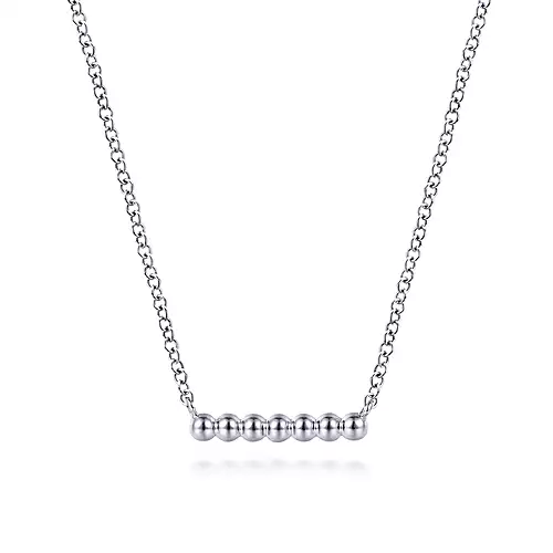 STERLING SILVER BEADED BAR NECKLACE
