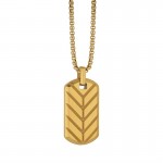 STAINLESS STEEL GOLD ION PLATED CHEVRON DOGTAG NECKLACE