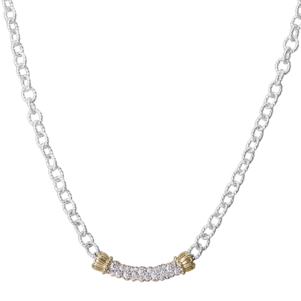 VAHAN 14K STERLING SILVER .91CTW PAVE DIAMOND NECKLACE