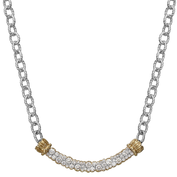 14K Sterling Silver 1.66Ctw Diamond Bar Necklace