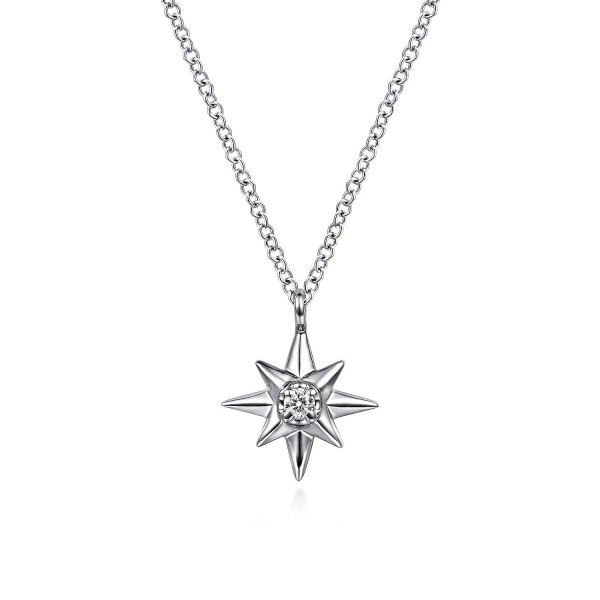 STERLING SILVER .03CT DIAMOND STAR NECKLACE