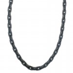 GUNMETAL GRAY PLATED STAINLESS STEEL BRUSHED LINK NECKLACE
