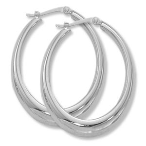 Sterling Silver Small Modern Oval Drop Earrings