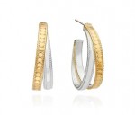 Anna Beck Sterling Silver Gold Plate Crossover Hoop Earrings