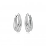 Sterling Silver Medium Ribbed Hoop Earrings