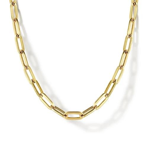 14K Yellow Gold 17 Inch Paperclip Chain