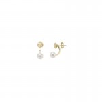 14K Yellow Gold 5Mm Ball With Pearl Drop Earrings