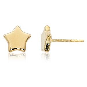 14K Yellow Gold 8Mm Flat Star Stud Earrings
