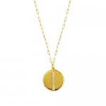 14K Yellow Gold 0.10 Ctw Diamond Medallion Necklace