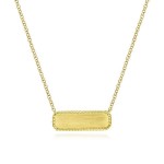 14K YELLOW GOLD RECTANGLE ID PENDANT WITH TWISTED ROPE FRAME