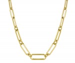 14K Yellow Gold Ball Link Paperclip Chain Necklace