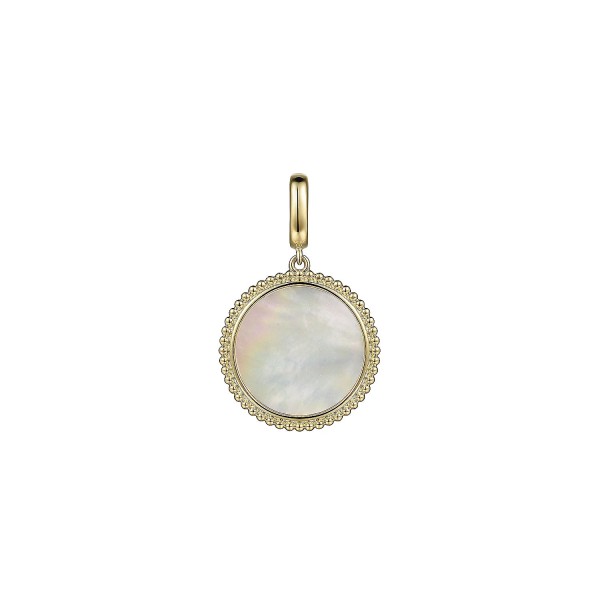 GABRIEL 14K YELLOW GOLD ROUND MOTHER OF PEARL PENDANT