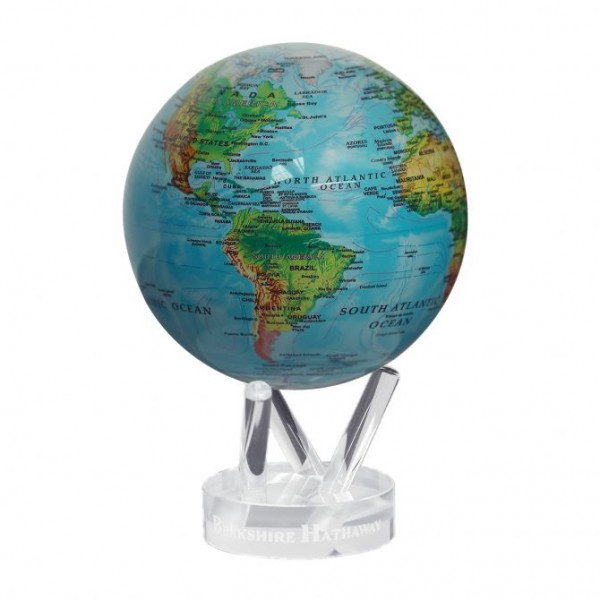 SPINNING RELIEF MAP GLOBE 4.5 INCHES WITH ACRYLIC BASE