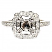 14K White Gold Diamond Semi-Mount Engagement Ring