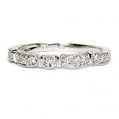 14K White Gold Vintage Style Diamond Wedding Band