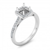 14K White Gold Diamond Halo Semi-Mount Engagement Ring