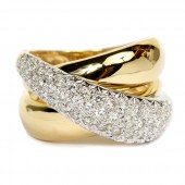 Two Tone Diamond Criss Cross Ring