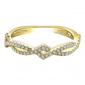 14K YELLOW GOLD DIAMOND GEOMETRIC TWIST STACKABLE BAND