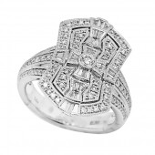 Effy 14K White Gold Art Deco Style Diamond Shield Ring