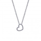 14K WHITE GOLD .11CTW DIAMOND HEART NECKLACE