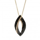 14K Yellow Gold Black And White Diamond Pendant