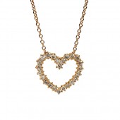 14K Yellow Gold Diamond Heart Pendant