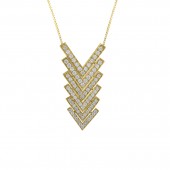 14K Yellow Gold Diamond Chevron Stack Pendant