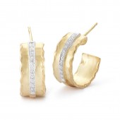 14K Yellow Gold Diamond Hoop Gallery Earrings
