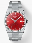 TISSOT 40mm RED DIAL PRX QUARTZ ALL STAINLESS