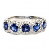 Platinum Sapphire And Diamond Band