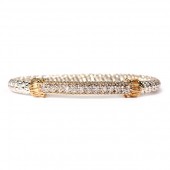 14K & STERLING SILVER 4MM DIAMOND CLOSED BRACELET
