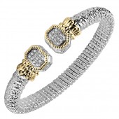 Vahan Sterling Silver And 14K Yellow Gold Diamond Bangle Bracelet (8Mm)