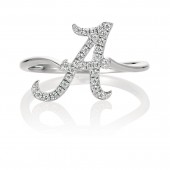 University Of Alabama Sterling Silver Cz Spirit A Ring (Size 8)