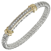 14K Sterling Silver .20Ctw Diamond 6Mm Closed Bracelet