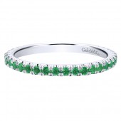 14K White Gold Emerald Stackable Band