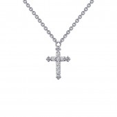 Sterling Silver .07Ctw Created Crosterling Silver Pendant 18"