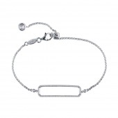 Sterling Silver 1.00Ctw Created Open Rectangle Adj Bracelet7.5"
