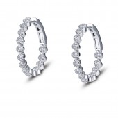 Sterling Silver 3.08Ctw Created Rd Hoops 25Mm
