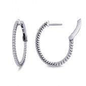 Sterling Silver 1.05Ctw Created Open Hinged Oval Inside Out Er