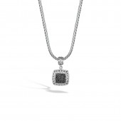 CLASSIC CHAIN LAVA MEDIUM SQUARE PENDANT WITH BLACK SAPPHIRE