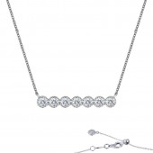 Sterling Silver .60Ctw Created 7 Symbols Of Joy Bar Neck 20"