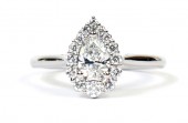 Platinum 0.50 De Beers Forevermark Pear 0.27 CTW Diamond Ring