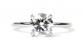 Platinum 1.51Ct Round Brilliant Diamond Solitaire Engagement Ring With Hidden Halo