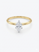 14K YELLOW AND WHITE GOLD DIAMOND MARQUISE SOLITAIRE ENGAGEMENT RING .72CT