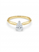 14K YELLOW & WHITE DIAMOND PEAR SHAPE SOLITAIRE ENGAGEMENT RING .70CT