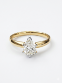 14K YELLOW AND WHITE GOLD DIAMOND PEAR SHAPE SOLITAIRE ENGAGEMENT RING 1.05CT