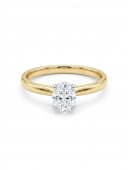 14K YELLOW AND WHITE GOLD DIAMOND OVAL SOLITAIRE ENGAGEMENT RING .70CT