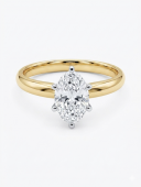 14K YELLOW AND WHITE GOLD DIAMOND SIX PRONG OVAL SOLITAIRE ENGAGEMENT RING 1.18CT