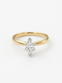 14K YELLOW & WHITE GOLD DIAMOND MARQUIS SOLITAIRE ENGAGEMENT RING .54CT