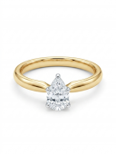 14K YELLOW & WHITE GOLD DIAMOND PEAR SHAPED SOLITAIRE ENGAGEMENT RING .53CT